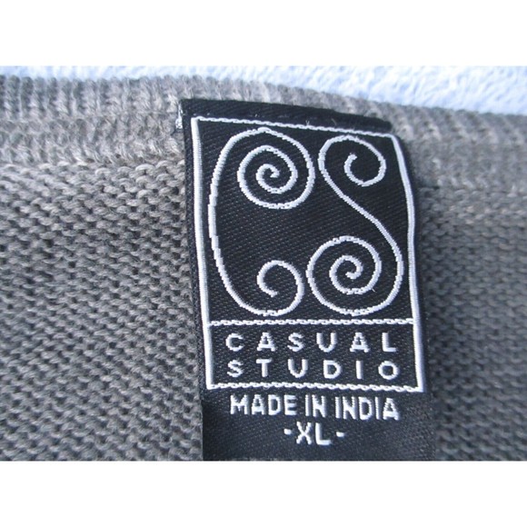 Casual Studio Sweater Women's Size XL Grey/Green Distress Wash Raw Edges - Picture 4 of 14